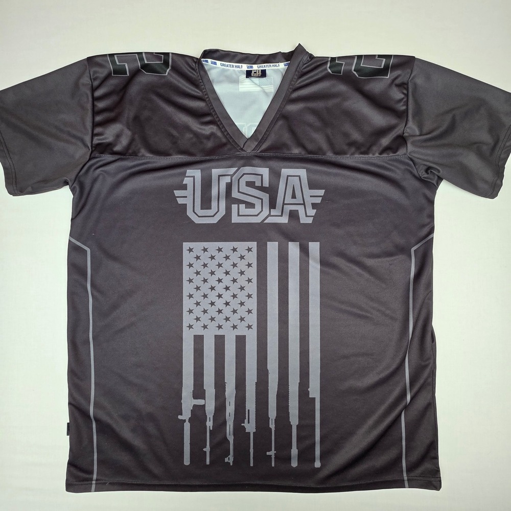 Greater Half 2nd Amendment Football Jersey 3XL Black Mens USA Flag Tactical Poly